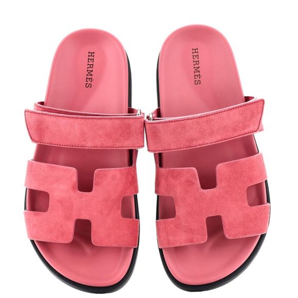 Hermes Women's Chypre Sandals Suede Pink - Picture 2 of 4